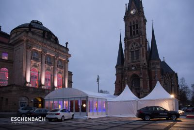 Round roof tent and pagodas at the Theater Square in Chemnitz
