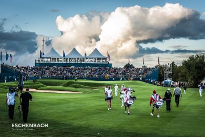 two-storey event marquees at the Solheim Cup